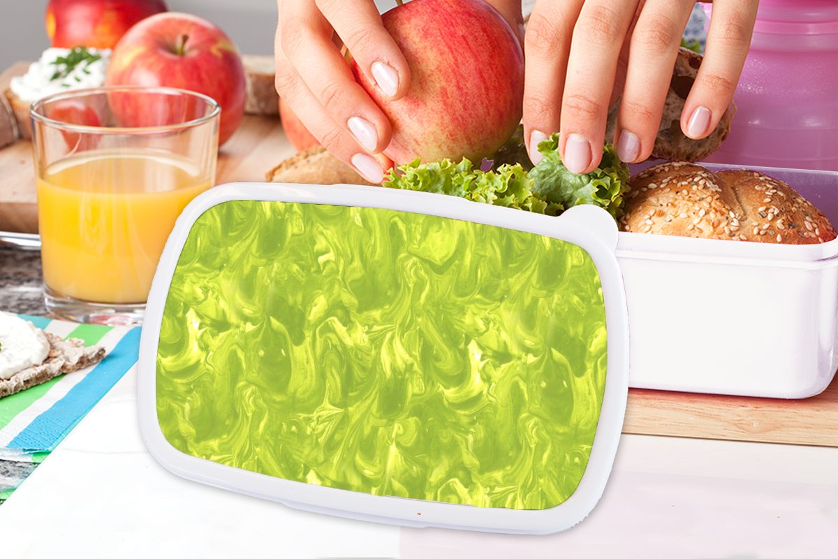 - Kinder Kunststoff, weiß Grün für Lunchbox - Design, - (2-tlg), Brotbox Erwachsene, Jungs Mädchen für und Farbe und Brotdose, MuchoWow Marmor