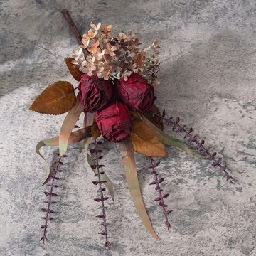 Kunstpflanze 1 Strauß getrocknete Rosen, handgeschriebener Strauß, Kunstblumen, AUKUU, Kunstblumen, Hochzeitsdekoration(ohne Vase)