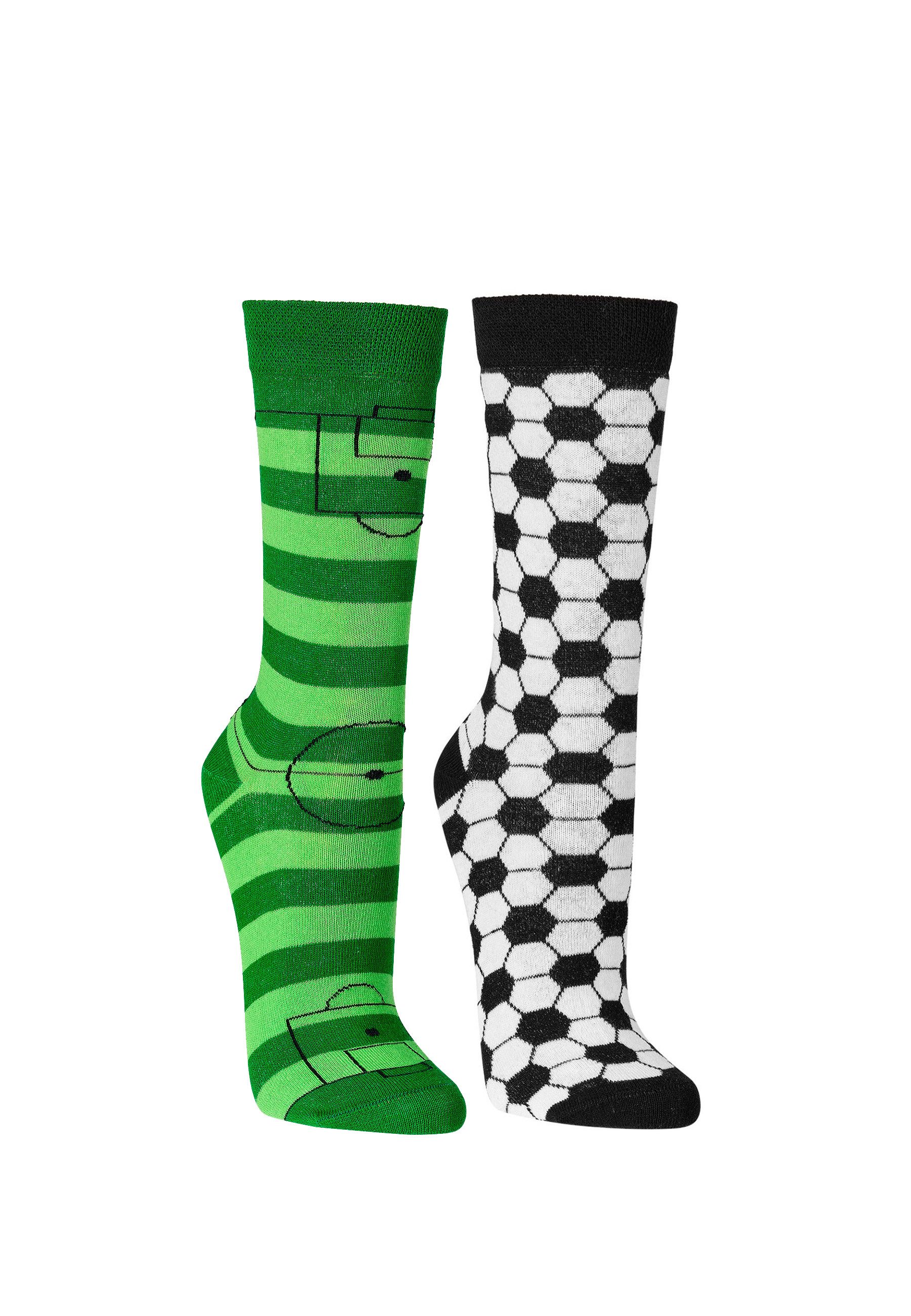 Yuhu Socken Herren Fußball-Socken mit Fußballfeld-Motiv, Baumwolle, 2 Größen (2-Paar)