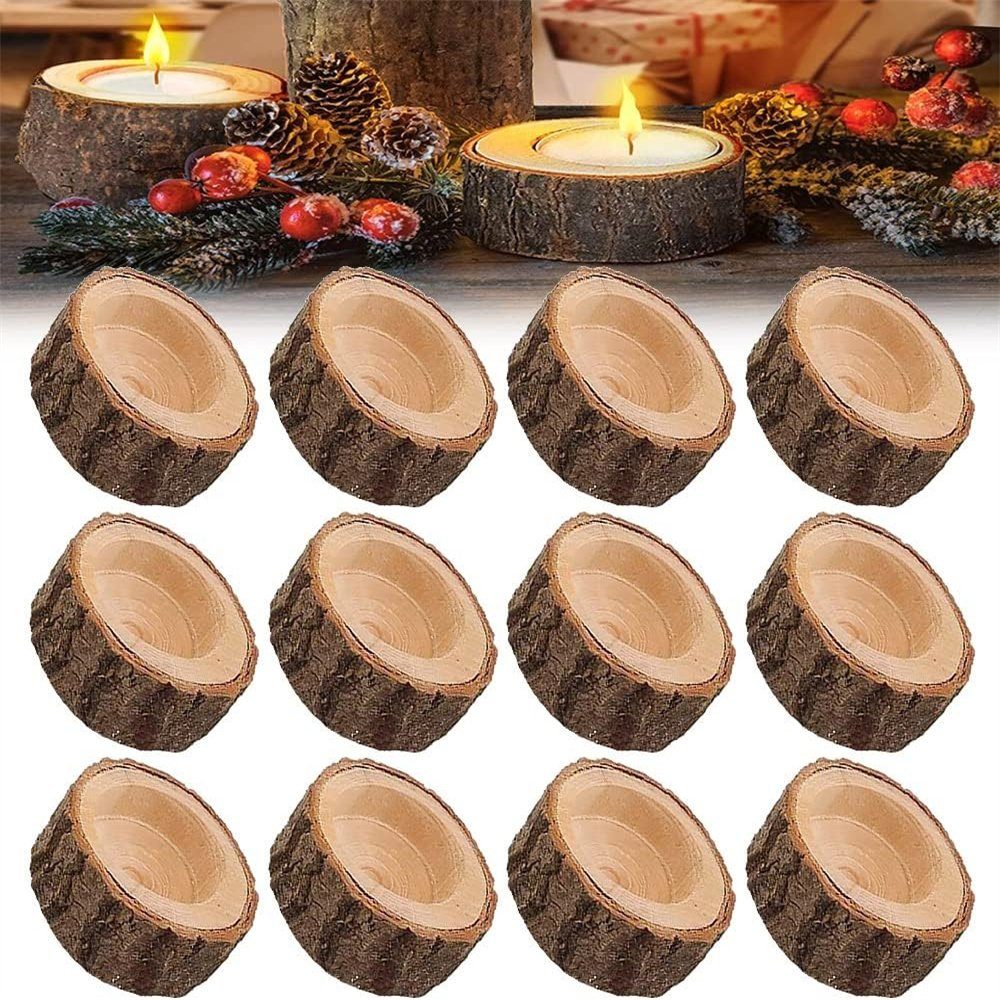 Kandelaber Pfahlkerzenhaltern Teelichthalter 12er-Pack TUABUR Holz mit personalisierten aus