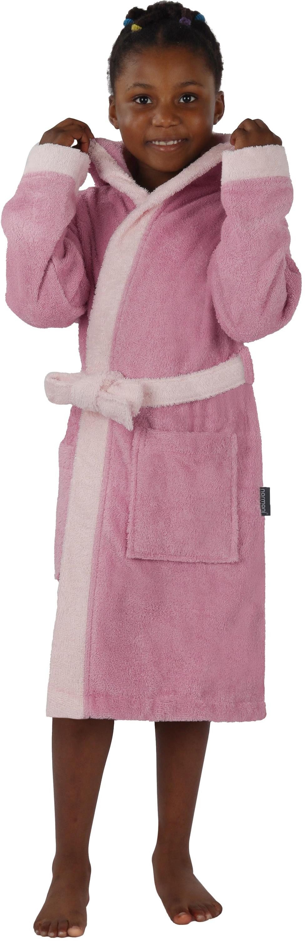 normani Kinderbademantel Frottee Kinderbademantel aus Bio-Baumwolle, Bio-Baumwolle, Kapuze, Bindegürtel, Kapuzenbademantel für Kids