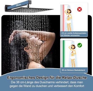 OUGOO Duschsystem mit Lufteinspritztechnik, Messing-Ventilkörper, mit Handbrause, 25 * 25cm Quadratische Ultradünne Regenbrause