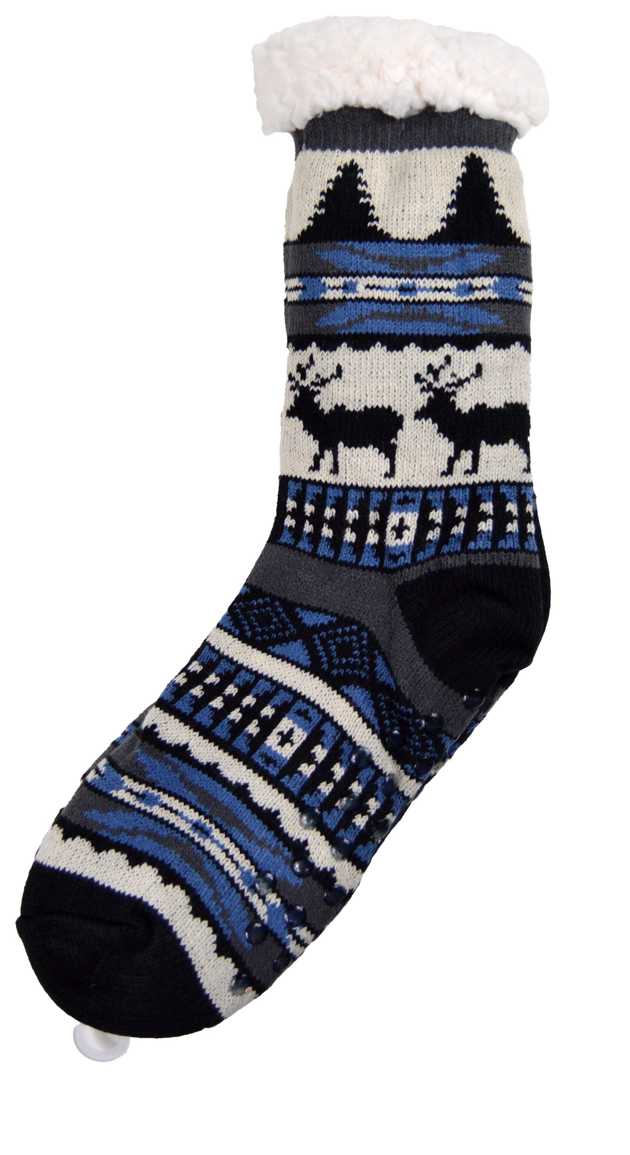 Frostfighter Haussocken Herren Hüttensocken mit ABS Stoppersohle (1-Paar) Hüttenschuhe, Wolkenfutter, dicke sehr warme gefütterte Socken