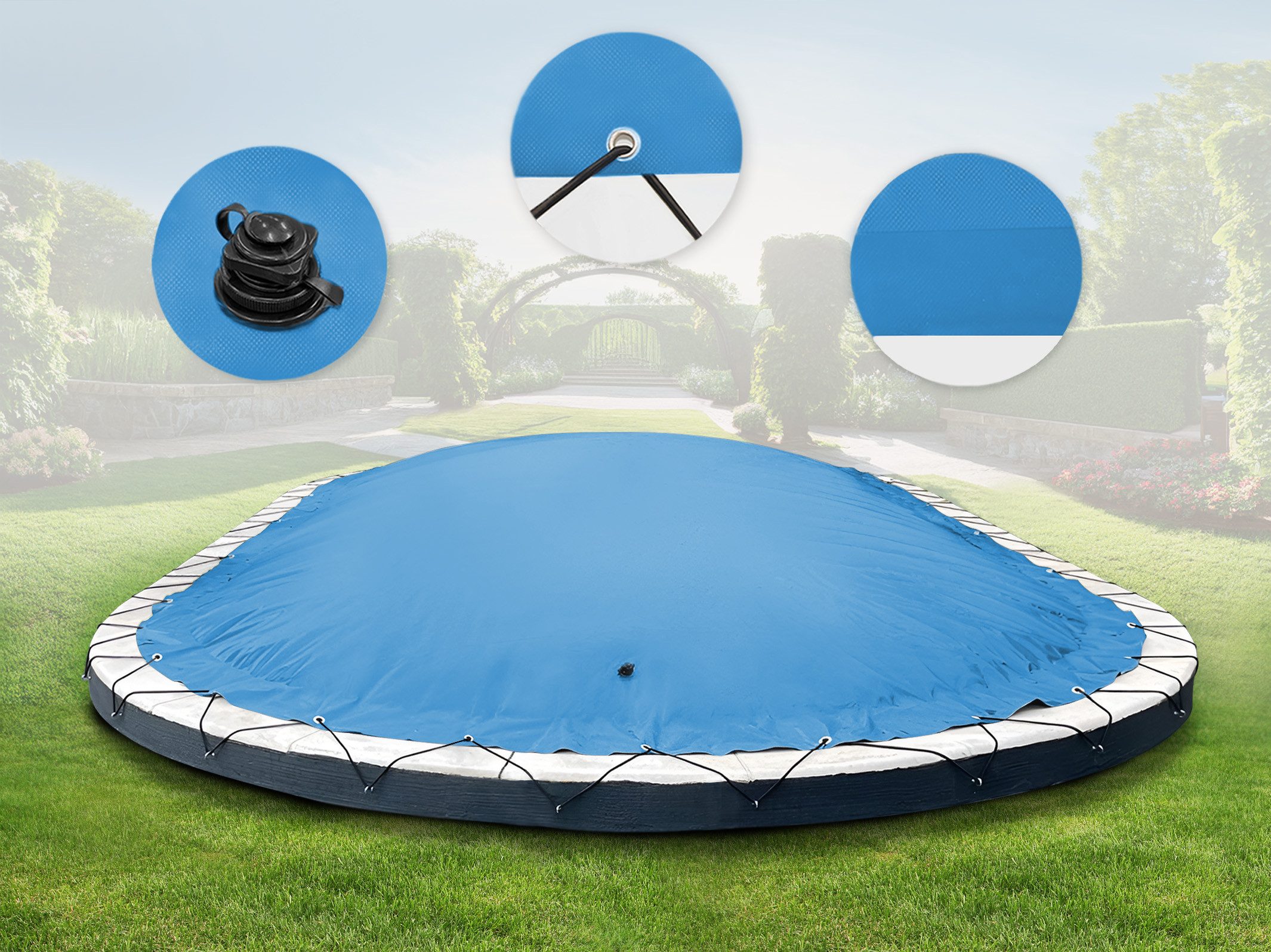 Thumbnail - AirDeluxe Pool-Abdeckplane Ovale aufblasbare Poolplanen Schwimmbad Poolabdeckung, Winterabdeckung aus LKW Plane