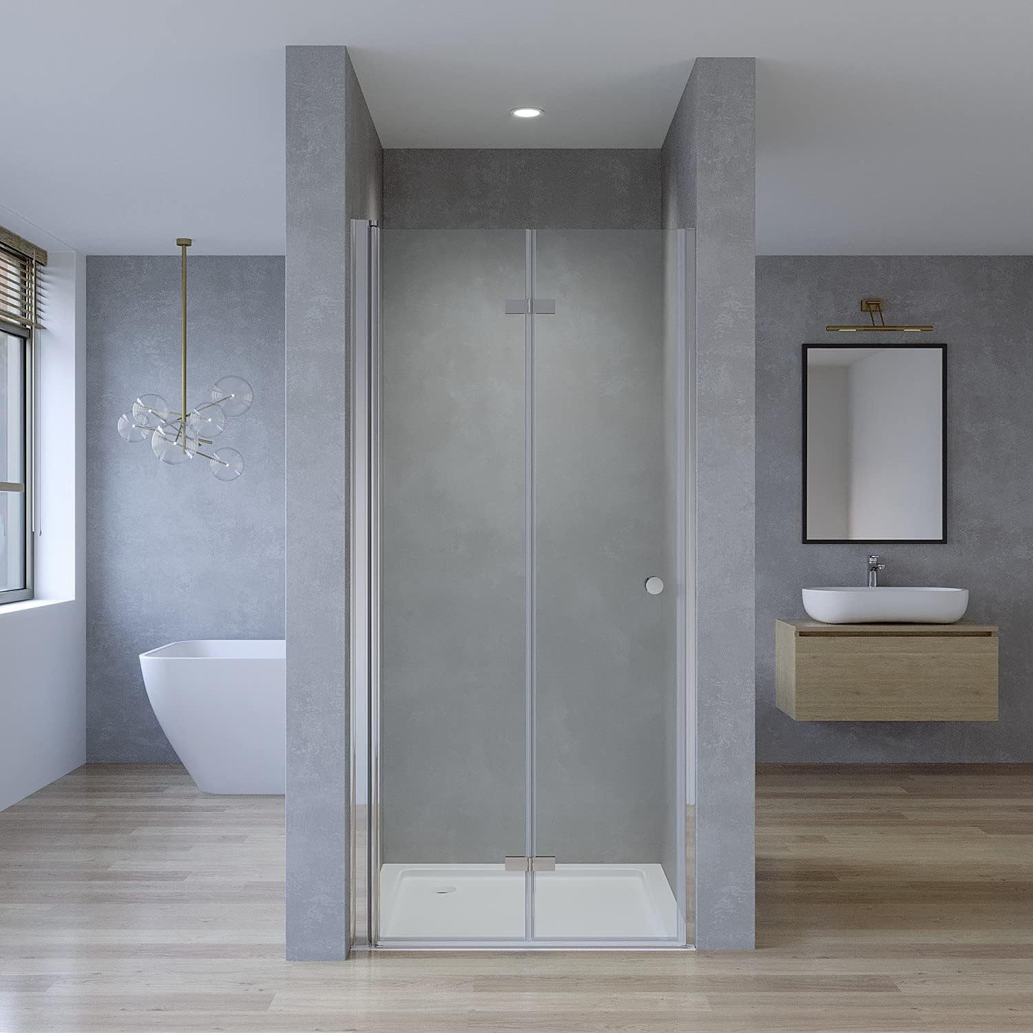 AQUABATOS Dusch-Falttür Nischentür Falttür Duschabtrennung Duschwand 70 75 80 85 90 95 100 120, 70x187 cm, 5 mm Einscheiben-Sicherheitsglas (ESG), faltbar, mit Verstellbereich, barrierefrei, beidseitig montierbar