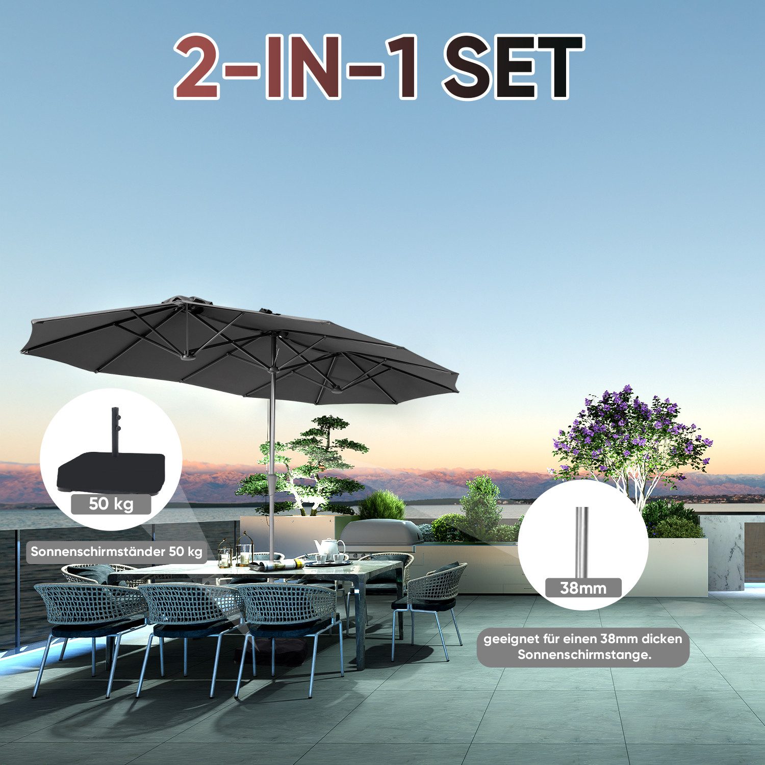 Sekey Sonnenschirm 400 x 220 cm günstig online kaufen