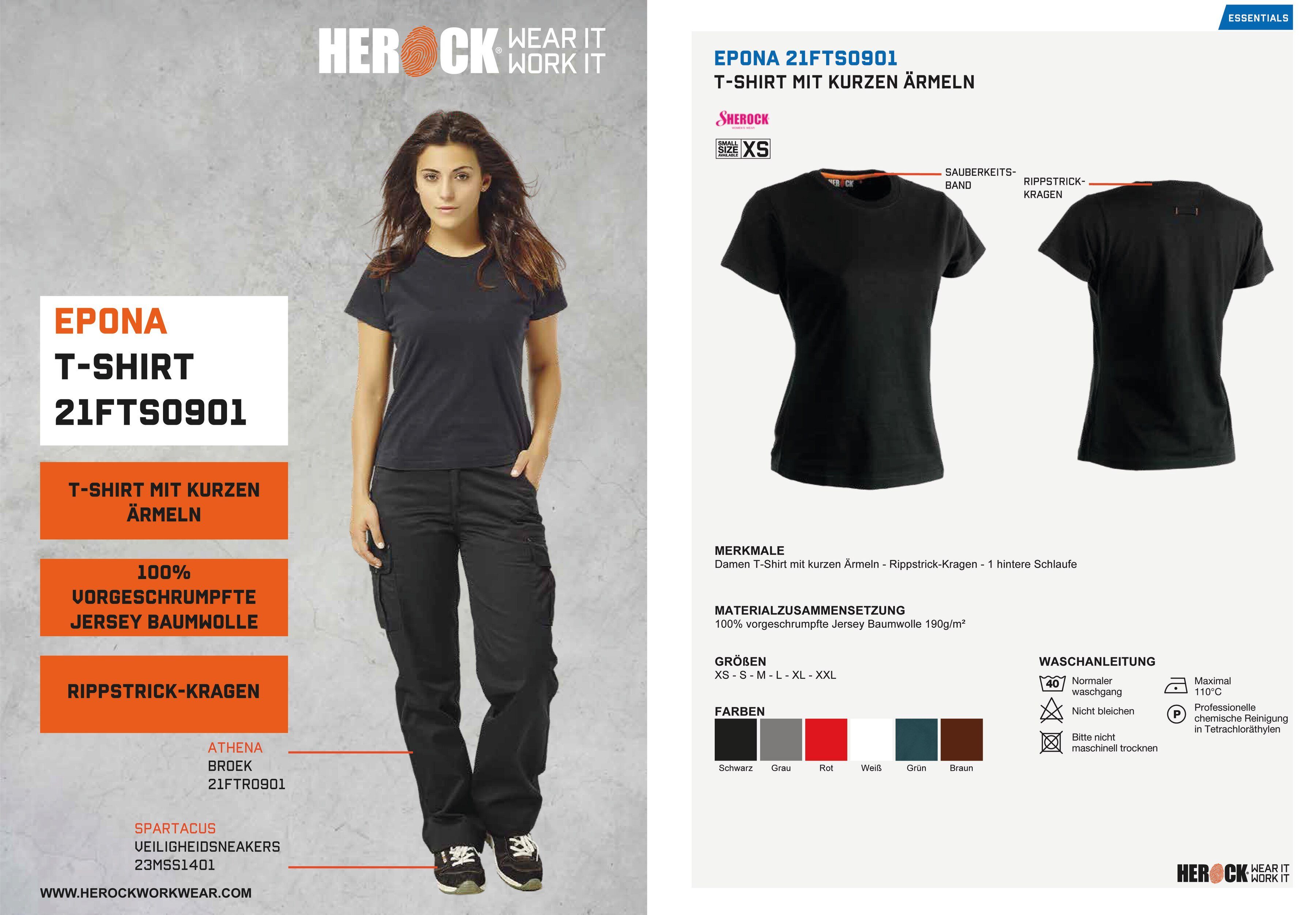 T-Shirt Figurbetont, schwarz Herock Tragegefühl 1 T-Shirt Epona Schlaufe, Damen Kurzärmlig angenehmes hintere