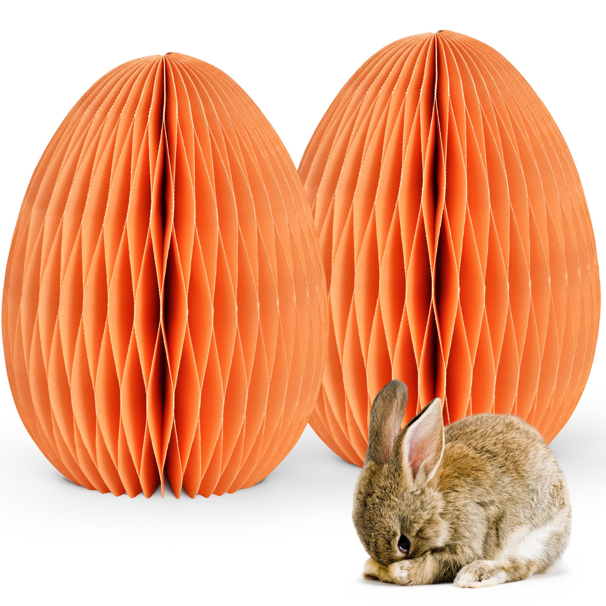 matches21 HOME & HOBBY Dekofigur Osterdeko Ostereier zum Hinstellen orange 2er Set Dekofiguren (2 St), Ø 11 x 15 cm als Frühlingsdeko aus Papier