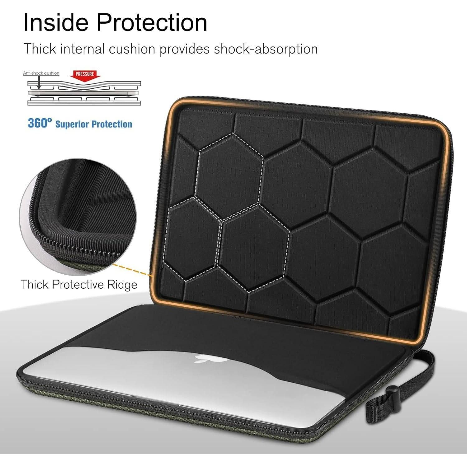 LuxusKollektion Laptoptasche Laptop Tasche 15,3 15,4 16 MacBook Air Pro stoßfest Hülle ZB Moosgrün