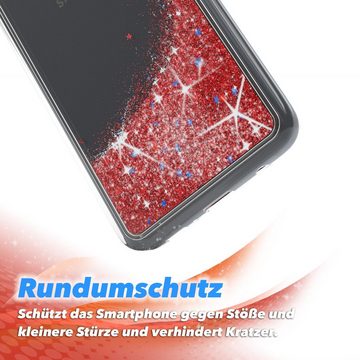 EAZY CASE Handyhülle Liquid Glittery Case für Samsung Galaxy S10e 5,8 Zoll, Silikonhülle mit Glitzereffekt Hülle Glitzer Flüssig Back Cover Rot