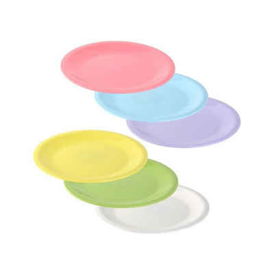 Engelland Dessertteller »Kinderteller-Set, farbenfroh«, (6 St), Ø 19 cm, BPA-frei, bunt, flach, wiederverwenbar, Kunststoff