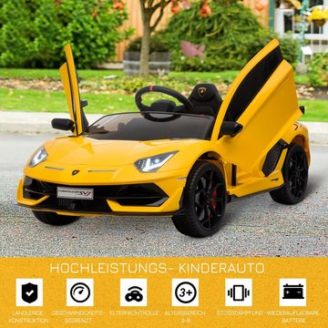 HOMCOM Elektro-Kinderauto für 3-8 Jahre mit Fernsteuerung MP3/USB Licht Musik Metall Gelb, Belastbarkeit 25 kg, (1-tlg), 123L x 66.5B x 45.5H cm