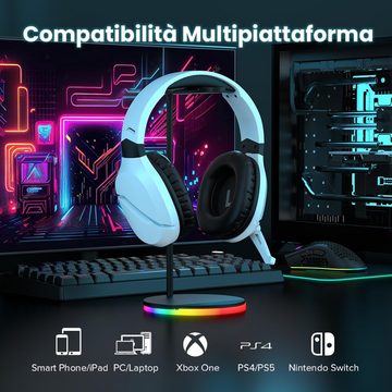 WolfLawS On-Ear-Funktionssteuerung Gaming-Headset (Leistung und Komfortables Design für grenzenloses Gaming-Vergnügen, Mit Vielseitige Kompatibilität, 3D Surround Sound, Intuitive Bedienung)