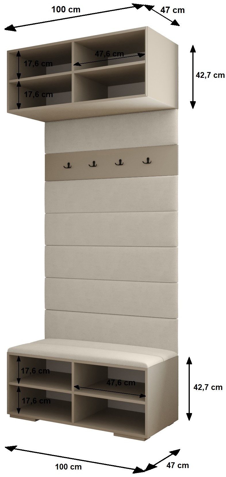 ABIKS MÖBEL Kompaktgarderobe INOVA 1 SATZ 9 Möbelset, Garderobe mit Kleiderstange und Regalen