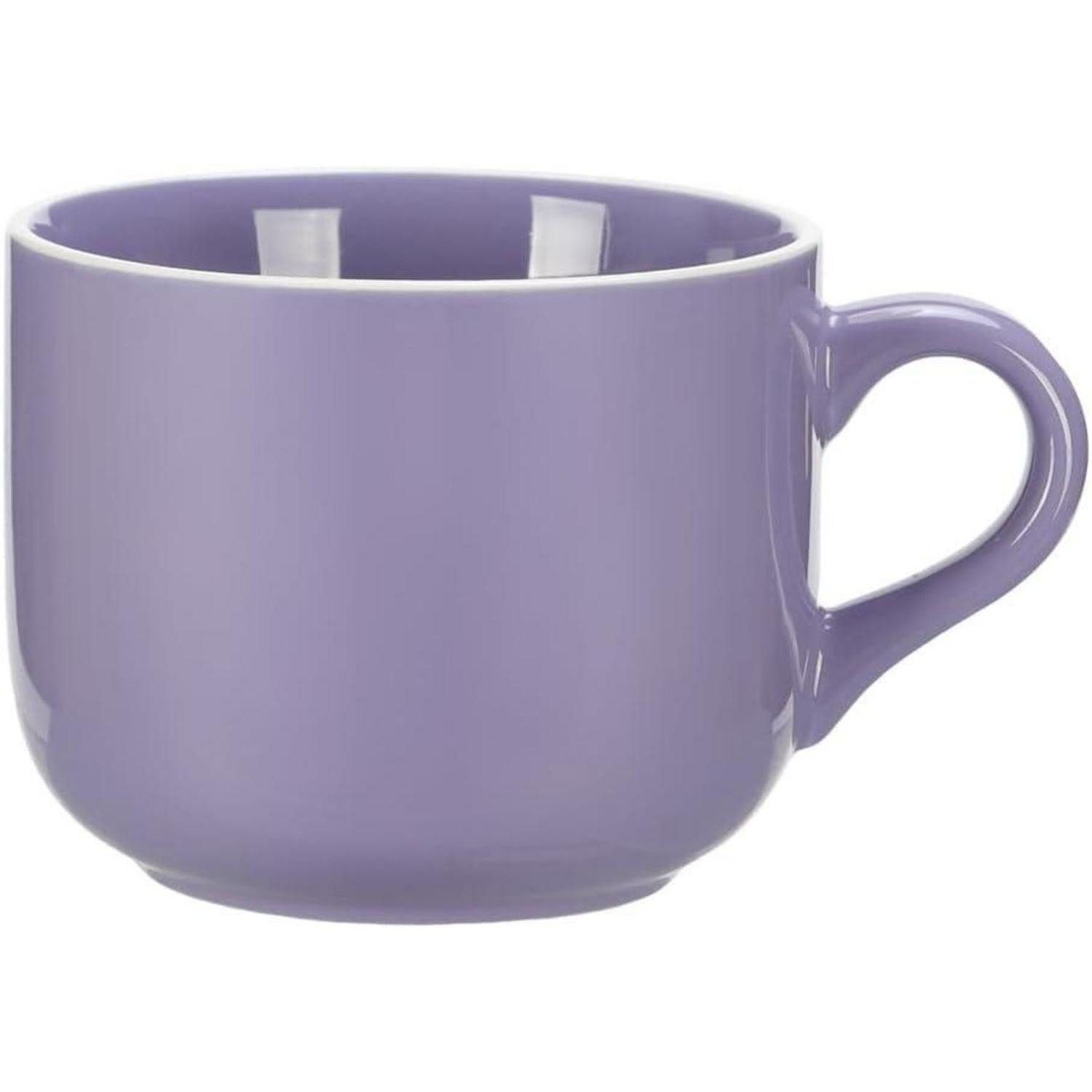 LuxusKollektion Tasse XXL Keramik Tasse 650ml Lila Jumbotasse, Keramik