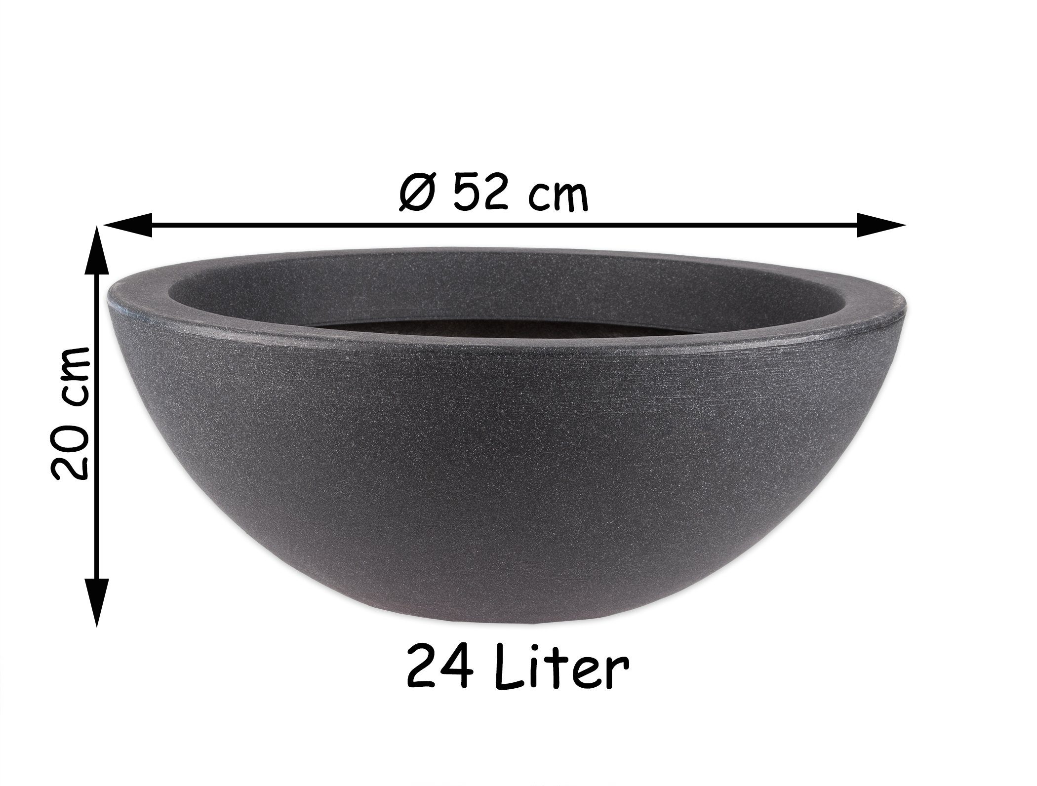 BigDean Pflanzschale XXL Wasserschale Ø 52 cm Höhe ca. 19 cm Brunnenschale für Miniteich (Packung, 1 St., Schale), Pflanzschale, Brunnenschale, Frostsicher, Robuster Kunststoff