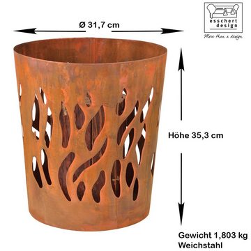esschert design Feuerkorb Feuerkorb für Schwedenfeuer, Ø 32cm x H 35cm, edelrost, (1)