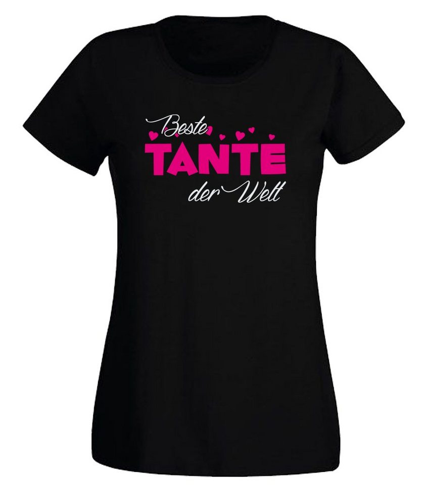 G-graphics T-Shirt Beste Tante der Welt Slim-fit- Damen T-Shirt mit Statement / Spruch als Frontprint