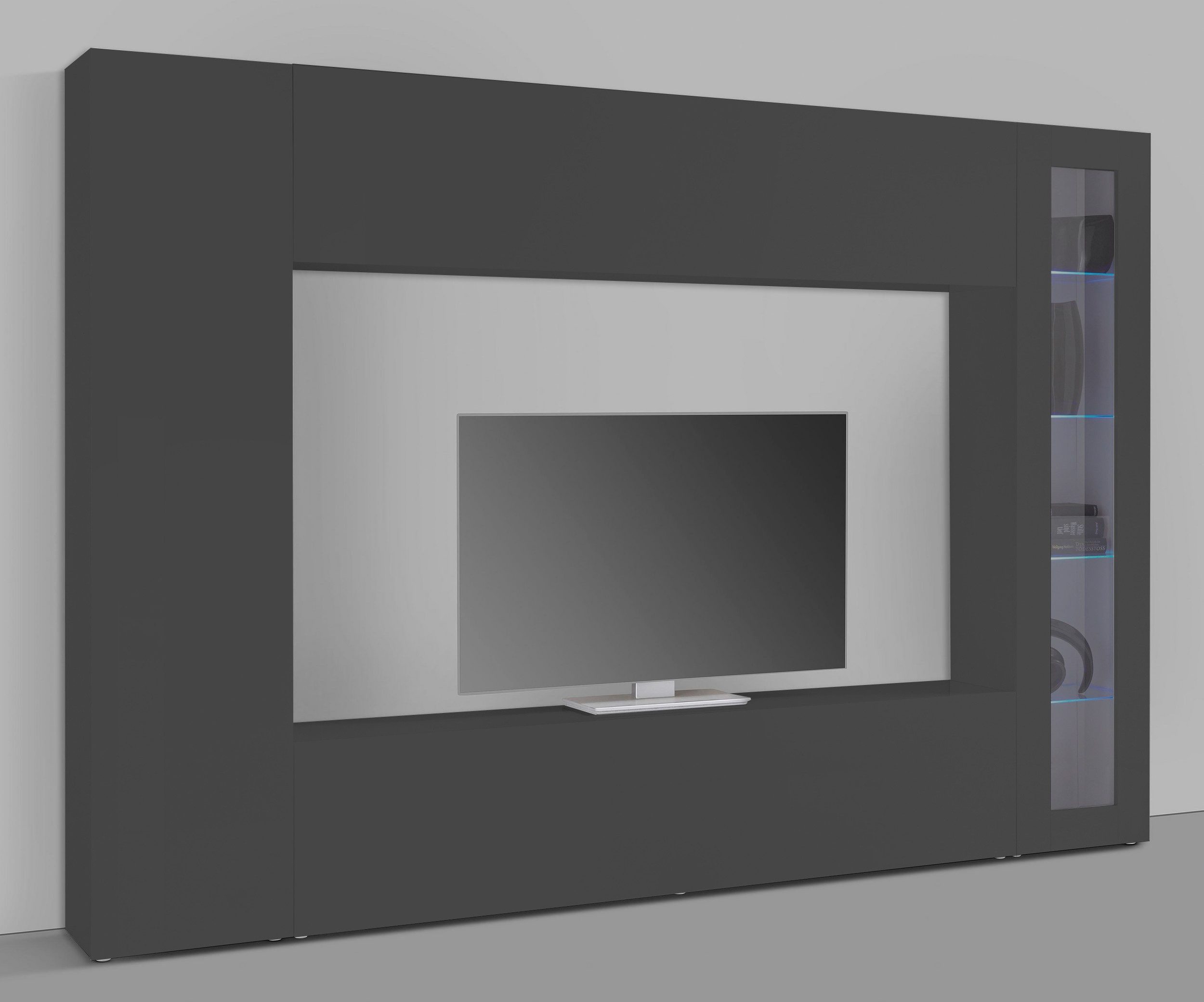 Web Furniture Wohnwand (4-teilig) in Anthrazit matt - 260x180x30 (BxHxT), (4-teilig)