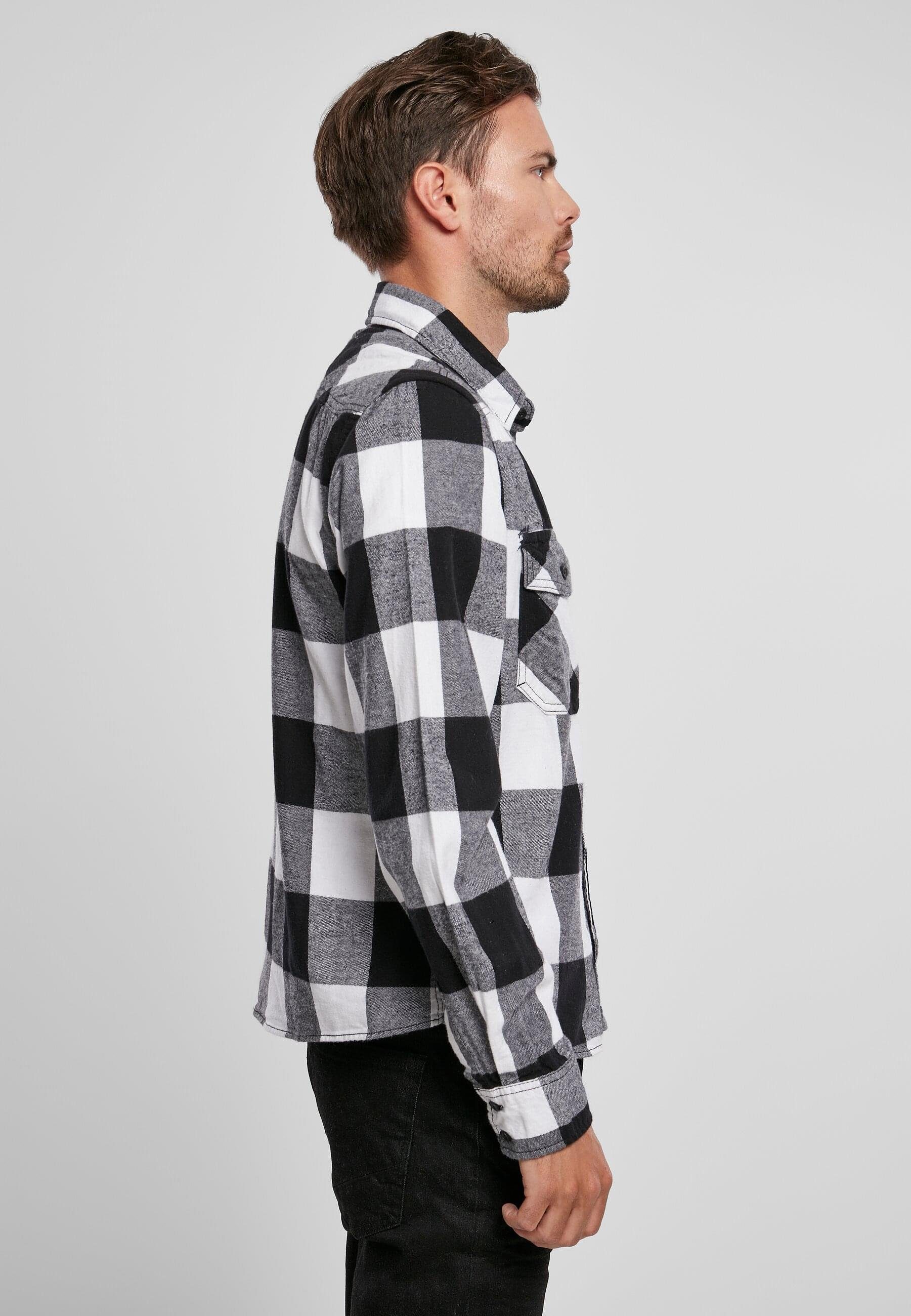 Brandit Herren Langarmhemd white-black Checked (1-tlg) Shirt