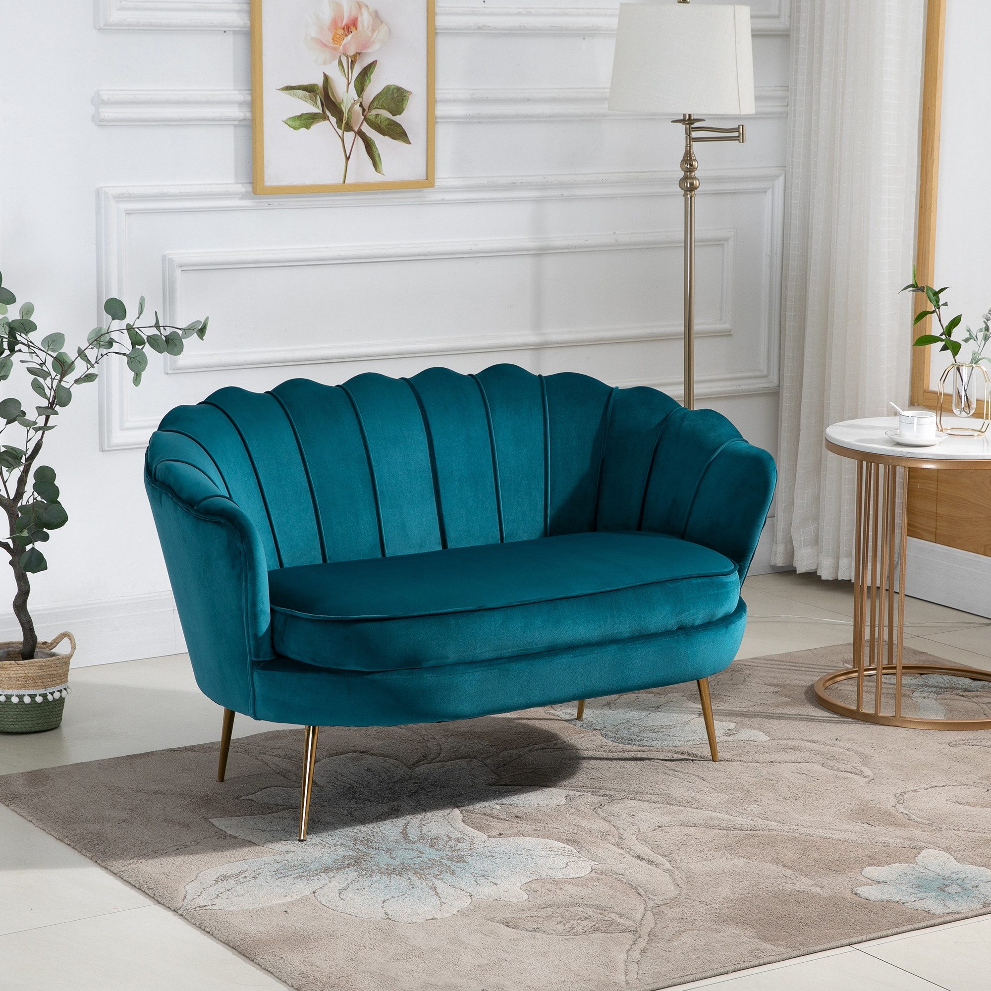HOMCOM 2-Sitzer Couch, Polstersofa mit Armlehne, Samtoptik, Doppelsofa, bis günstig online kaufen