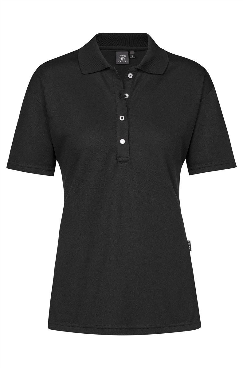 GREIFF Poloshirt Greiff SHIRTS Damen Poloshirt Kurzarm Polokragen Regular Schwarz