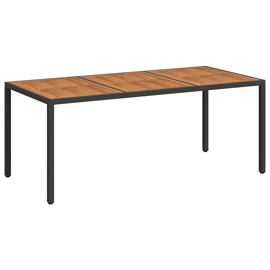vidaXL Gartentisch Gartentisch 190x90x75 cm Poly Rattan und nholz Schwarz (1-St)