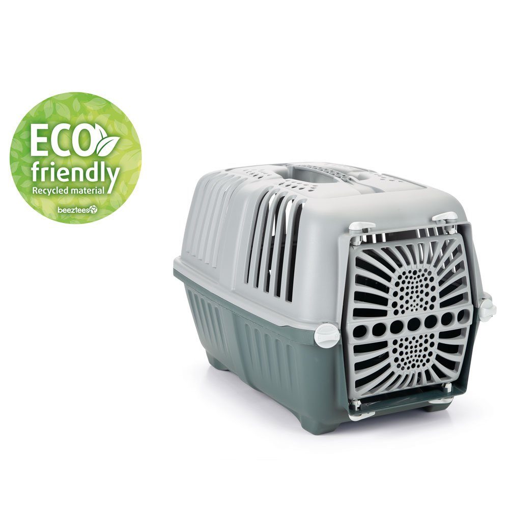 Beeztees Tiertransportbox Beeztees Eco Transportbox Praktiko - grün/grau