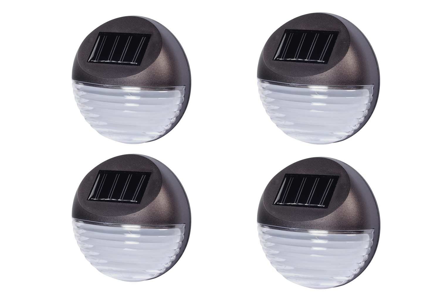 4 International Stück Wandleuchte Solarleuchte, Haushalt schwarz LED, kaltweiß, 4,5x11cm LED