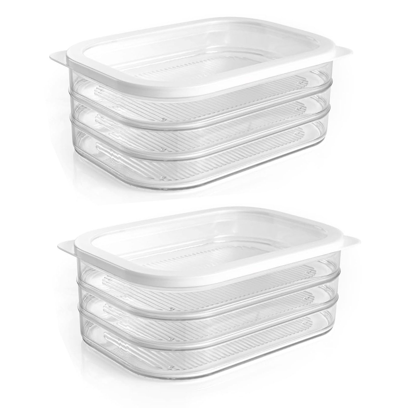 GOURMETmaxx Vorratsdose Aufschnittboxen Kühlschrank Wurst Käse Frischhaltedosen, Polypropylen, (2-tlg), mit Deckel 3 Lagen 3 x 550 ml