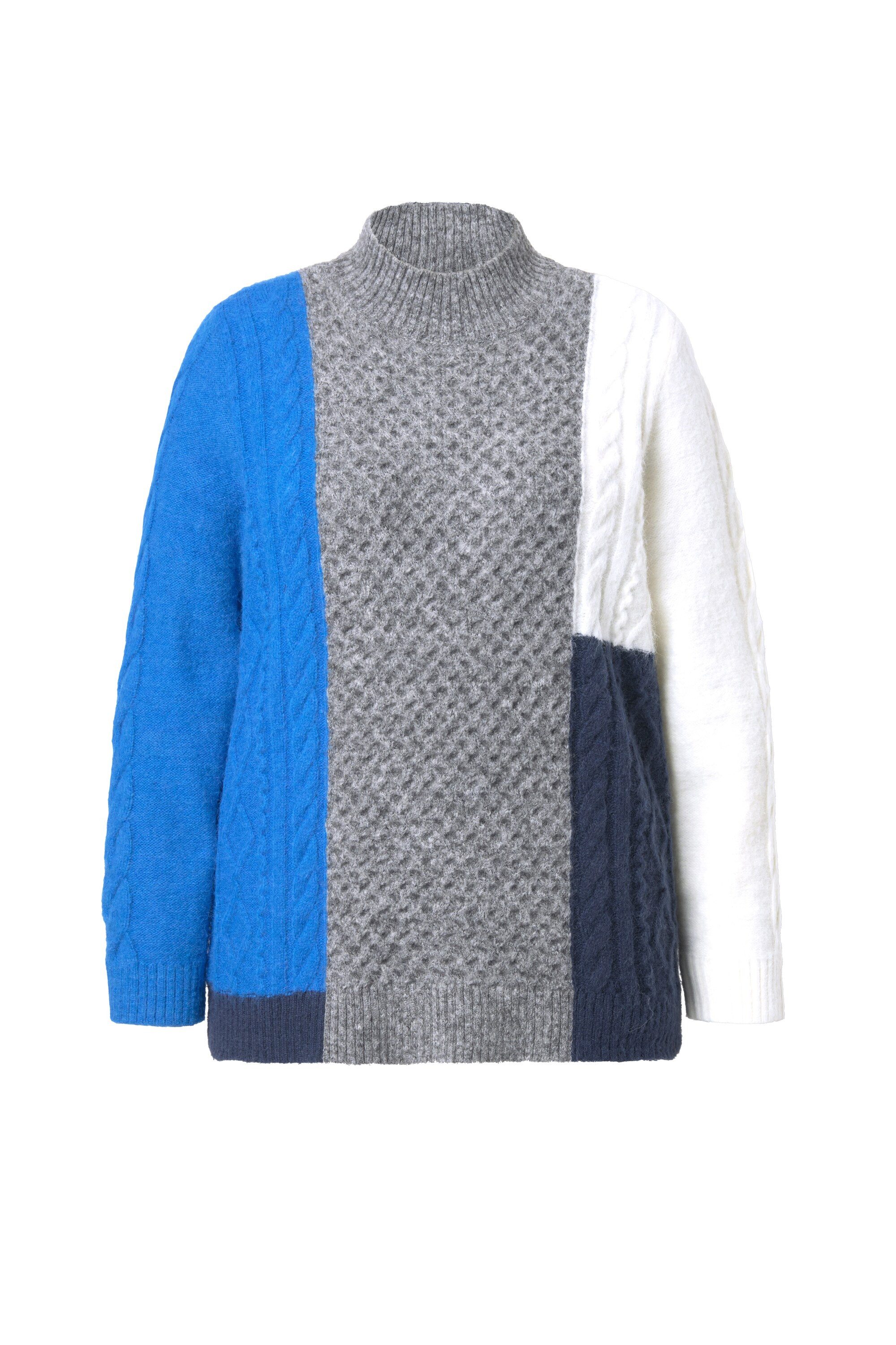Strickpullover Pullover Colorblocking Stehkragen Langarm