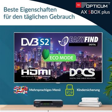 RED OPTICUM SBOX Plus mit PVR Aufnahmefunktion + HDMI Kabel SAT-Receiver (PVR, HDMI, SCART, USB, Coaxial - Timeshift & Unicable tauglich)