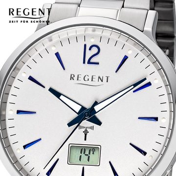 Regent Funkuhr Regent Herren Uhr FR-246 Metall Funkwerk, (Funkuhr), Herren Funkuhr rund, groß (ca. 40mm), Metallarmband