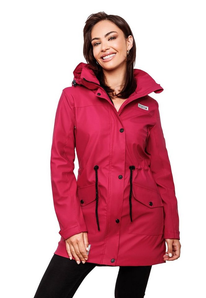 Navahoo Outdoorjacke Deike modischer Damen Outdoor Regenmantel,  Funktionsjacke m. seitl. Eingriffstaschen, abnehmbare Kapuze