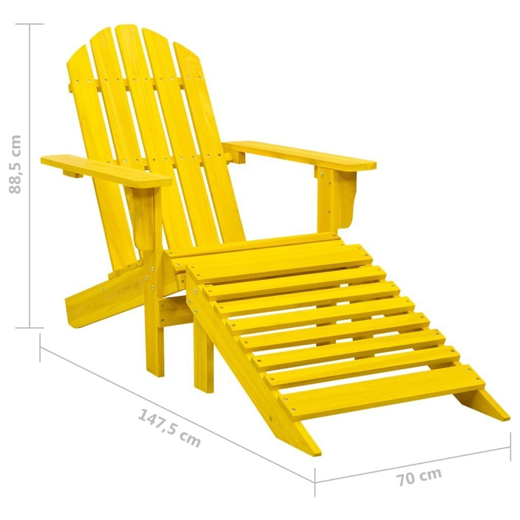 Tanne Adirondack-Gartenstuhl Gelb Gartenstuhl vidaXL mit Fußstütze St) (1 Massivholz