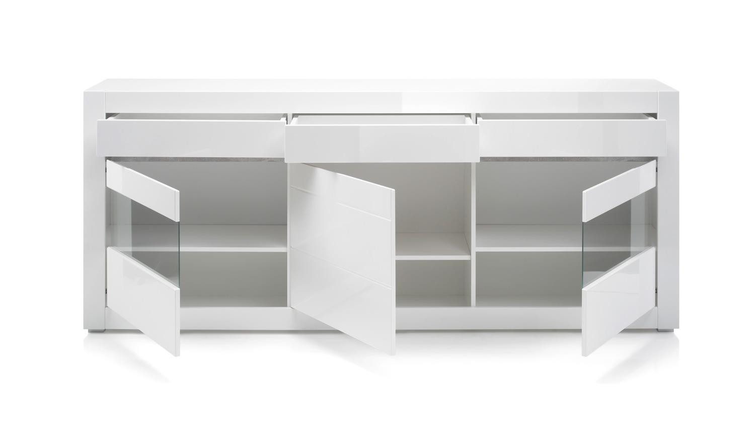 Möbel Akut Sideboard Sideboard Carat Kommode Anrichte in weiß Hochglanz 217 cm