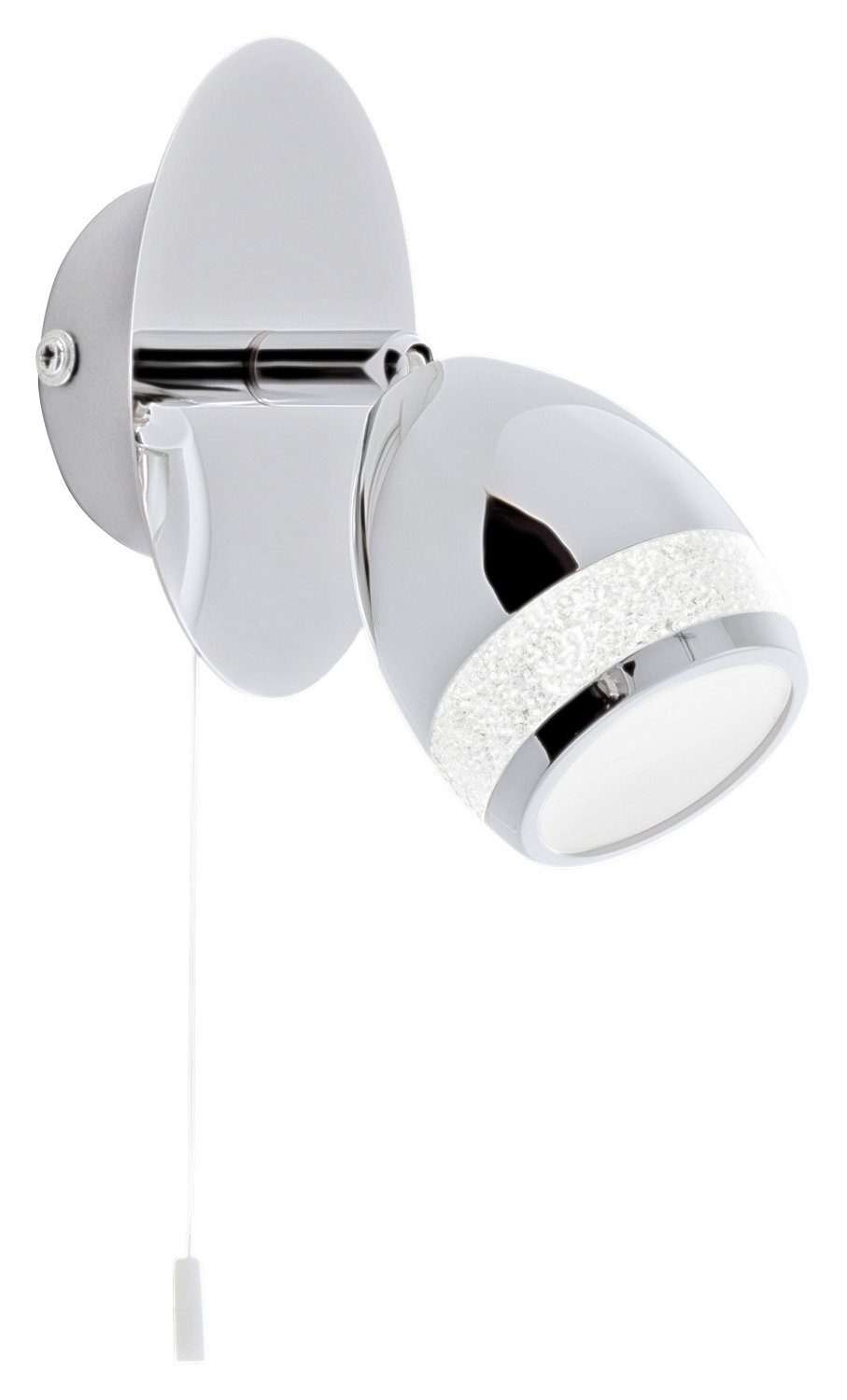 Briloner Leuchten LED Wandleuchte ADELAR, 1-flammig, Chromfarben, Weiß, Metall, Glas, LED fest integriert, Neutralweiß, B 7 x H 9 cm, Spritzwassergeschützt IP44