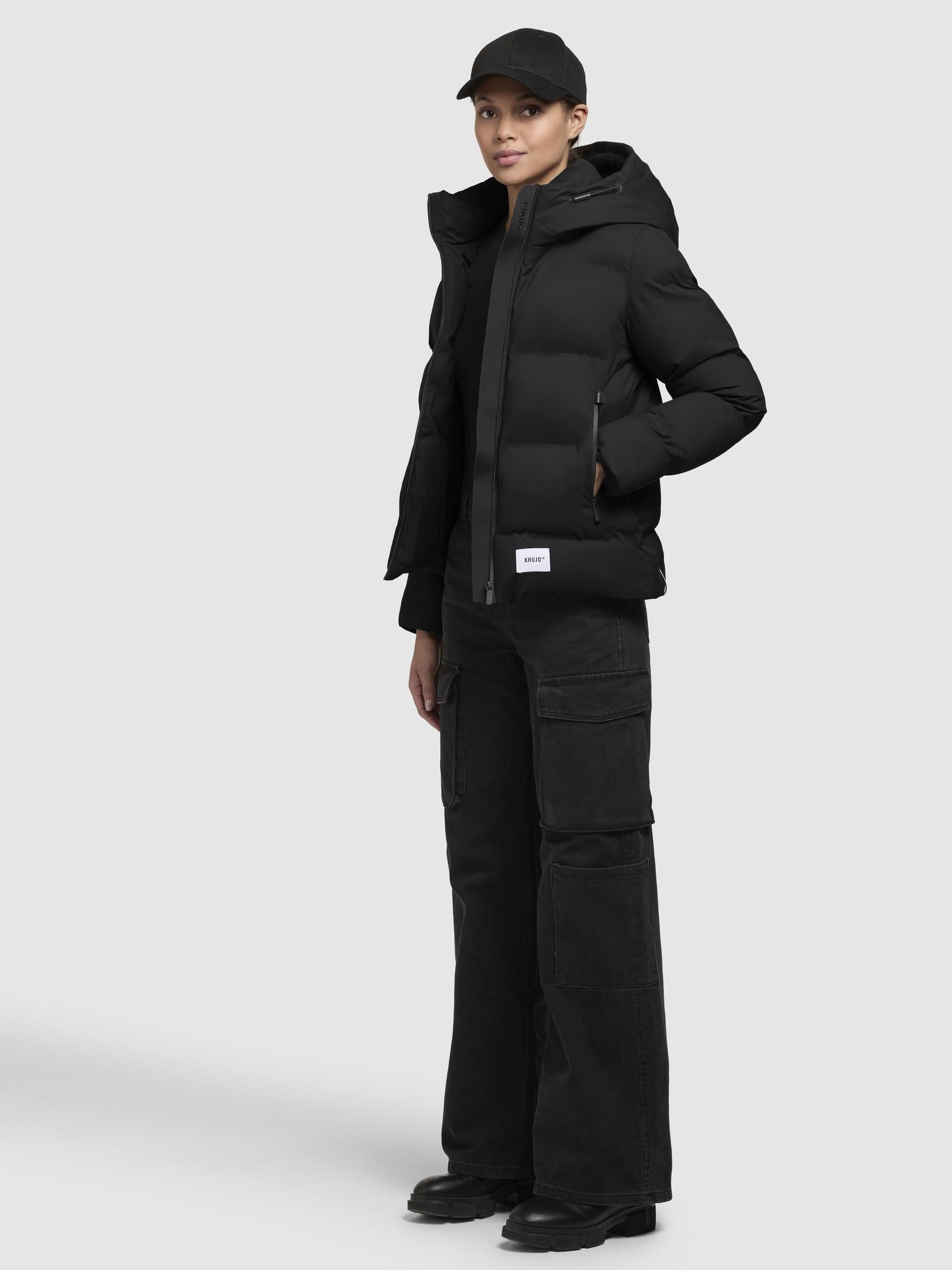 khujo Winterjacke Liev-YM Warme gesteppte Damen Kapuzenjacke