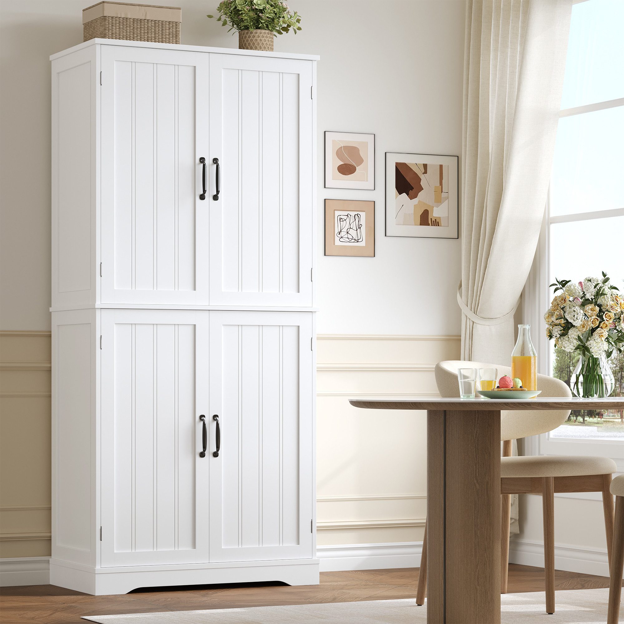 HOMECHO Küchenbuffet 180cm Küchenschrank mit 4 Türen Weiß Buffetschrank für günstig online kaufen