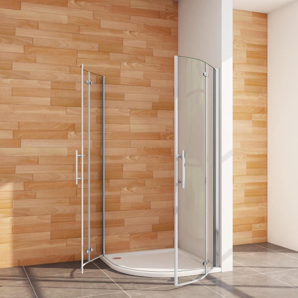 Duschparadies Runddusche H:195cm Falttür Scharniertür Chrom Duschabtrennung Duschkabine, Sicherheitsglas, wasserabweisende Glasbeschichtung