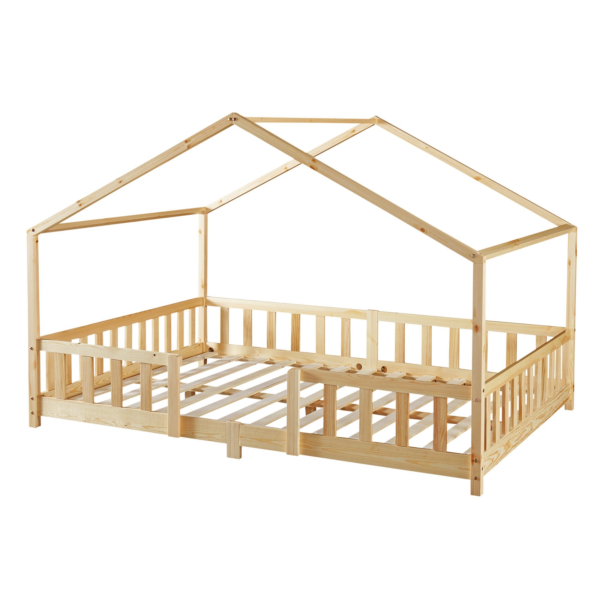 en.casa Kinderbett, »Treviolo« Haus-Optik Montessori 120x200 cm Holzfarben