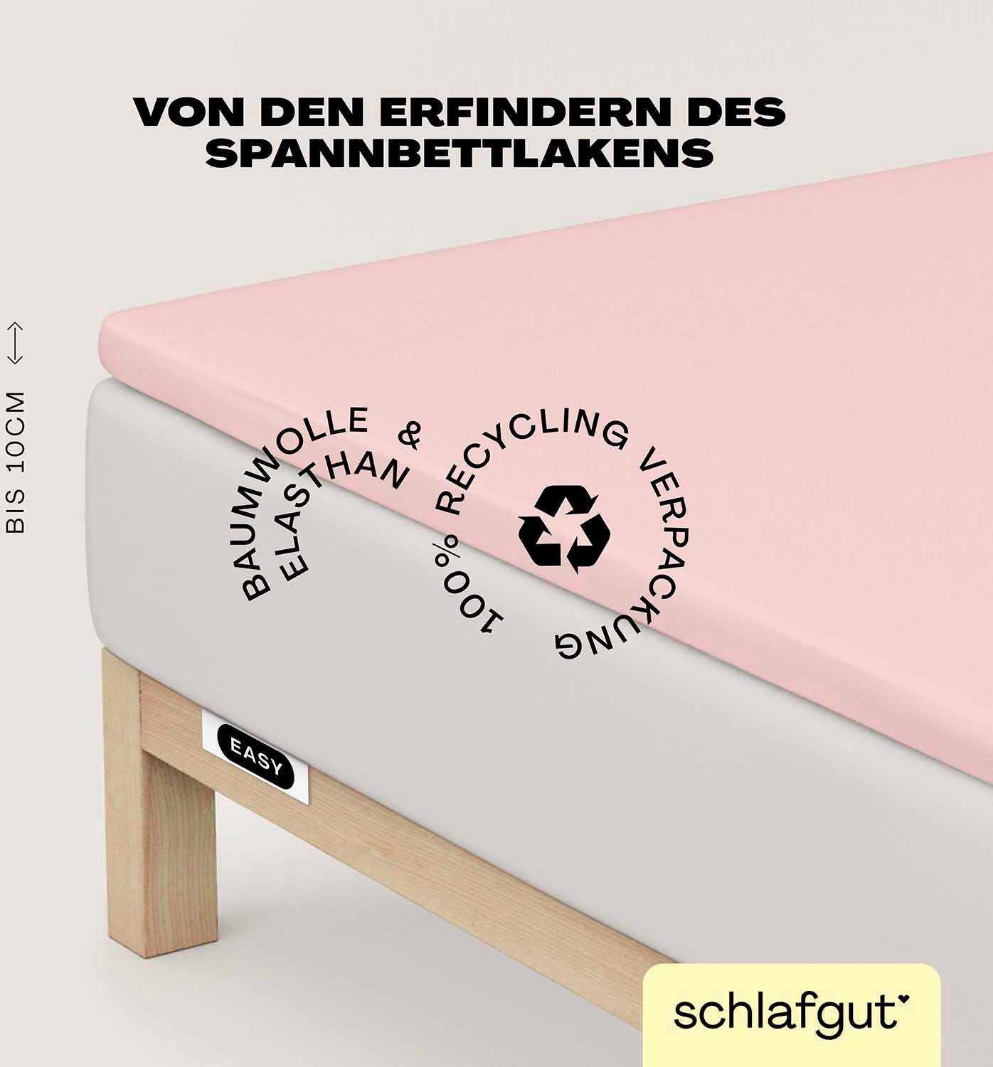 Schlafgut Натяжные простыни EASY Jersey Elasthan Topper, Jersey, Gummizug: rundum, (1 Stück), MADE IN GREEN by OEKO-TEX®