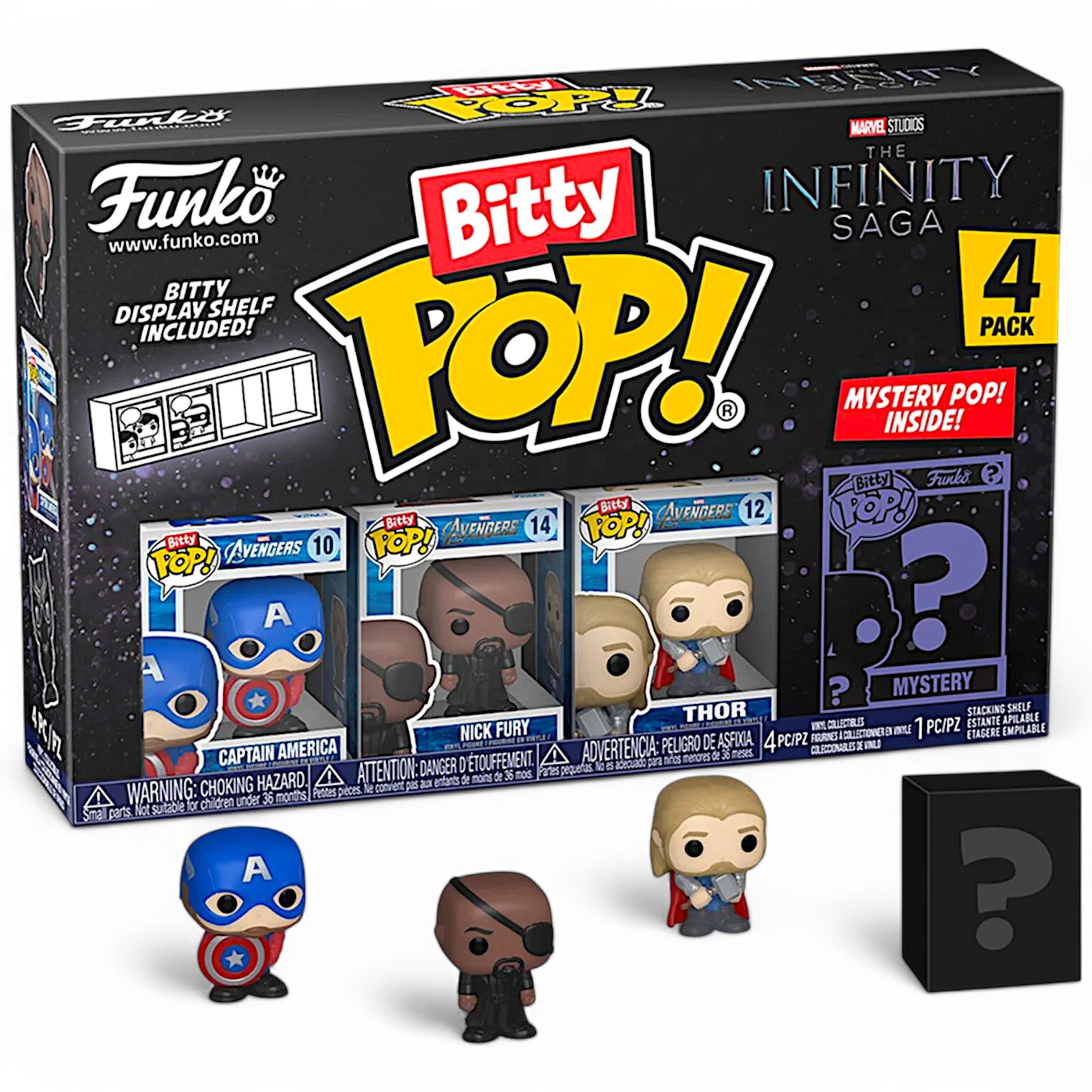 MARVEL Spielfigur Captain America, Thor, Nick Fury, (4-tlg), 4er-Pack: 3 Sammelfiguren + 1 Überraschungsfigur