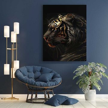Mister-Kreativ XXL-Wandbild Black Gold Tiger - Premium Wandbild, Viele Größen + Materialien, Poster + Leinwand + Acrylglas
