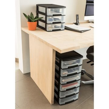 Curver Schubladenbox Schreibtisch-Schubladenbox Babel A4 3x5L Schwarz Transparent