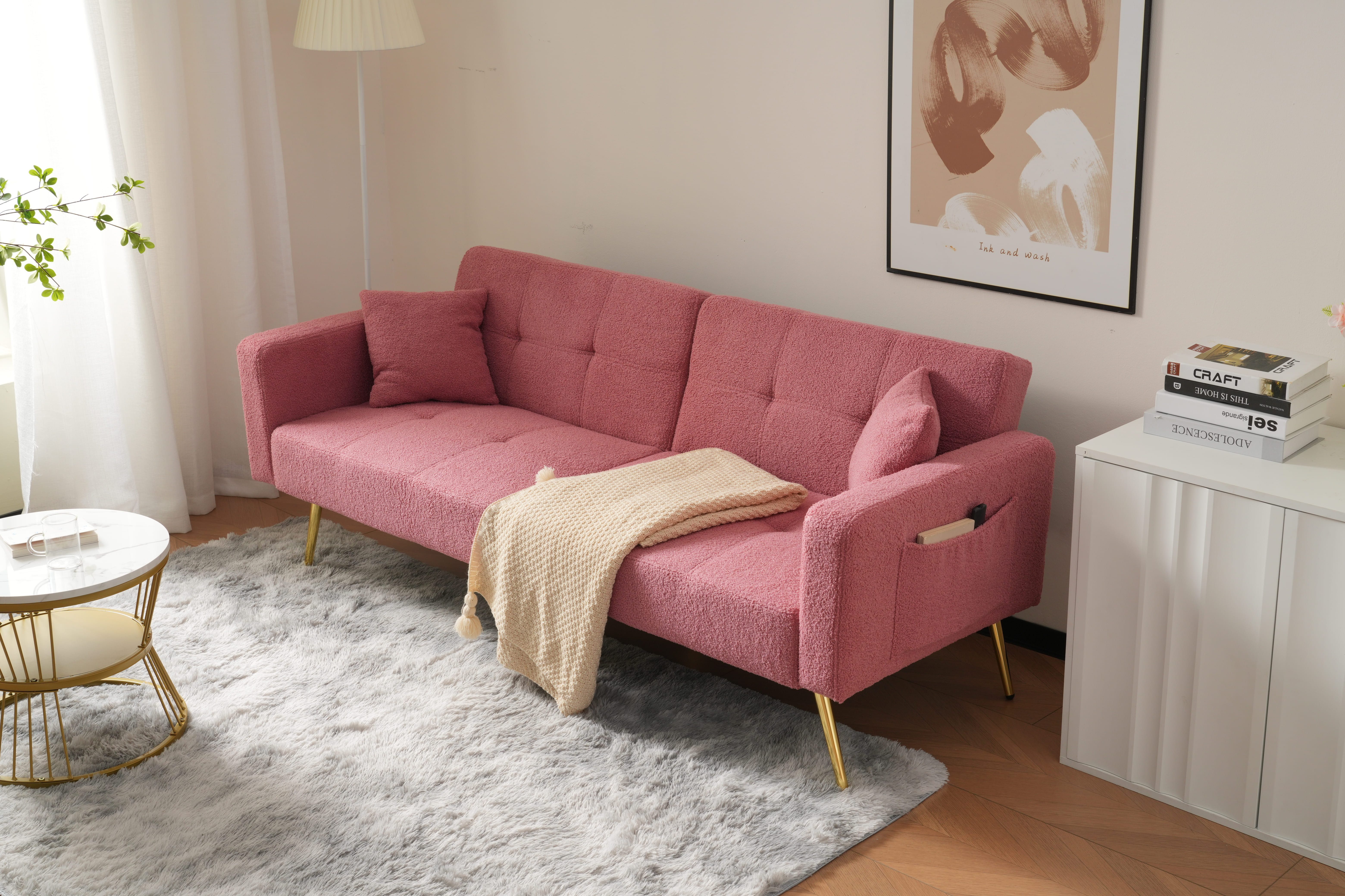 HAUSS SPOLE Schlafsofa mit Bettfunktion, verstellbarem Winkel, Kissen, gold günstig online kaufen