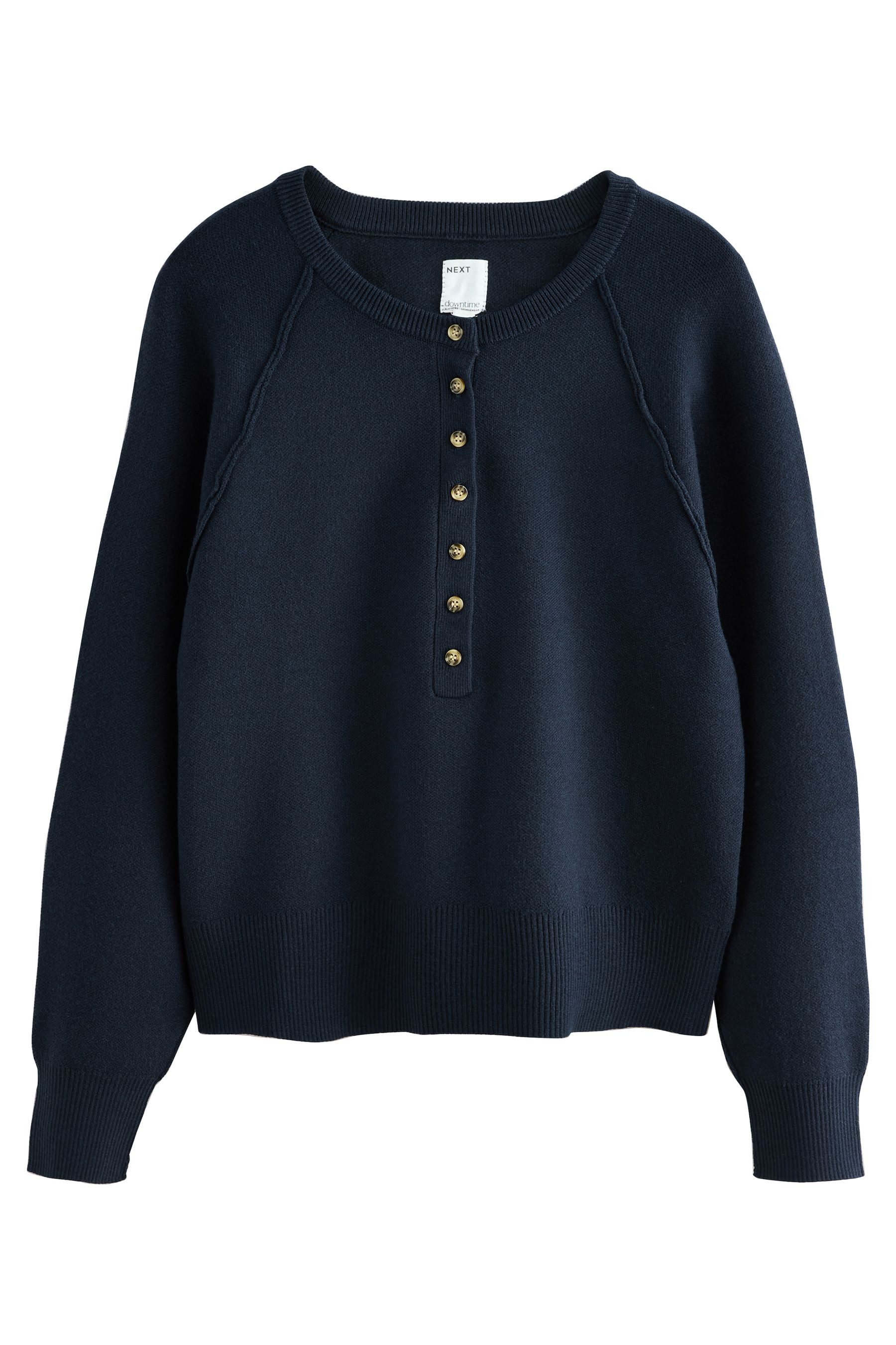 Next Rundhalspullover Strickpullover mit Knöpfen und Kragen (1-tlg) günstig online kaufen