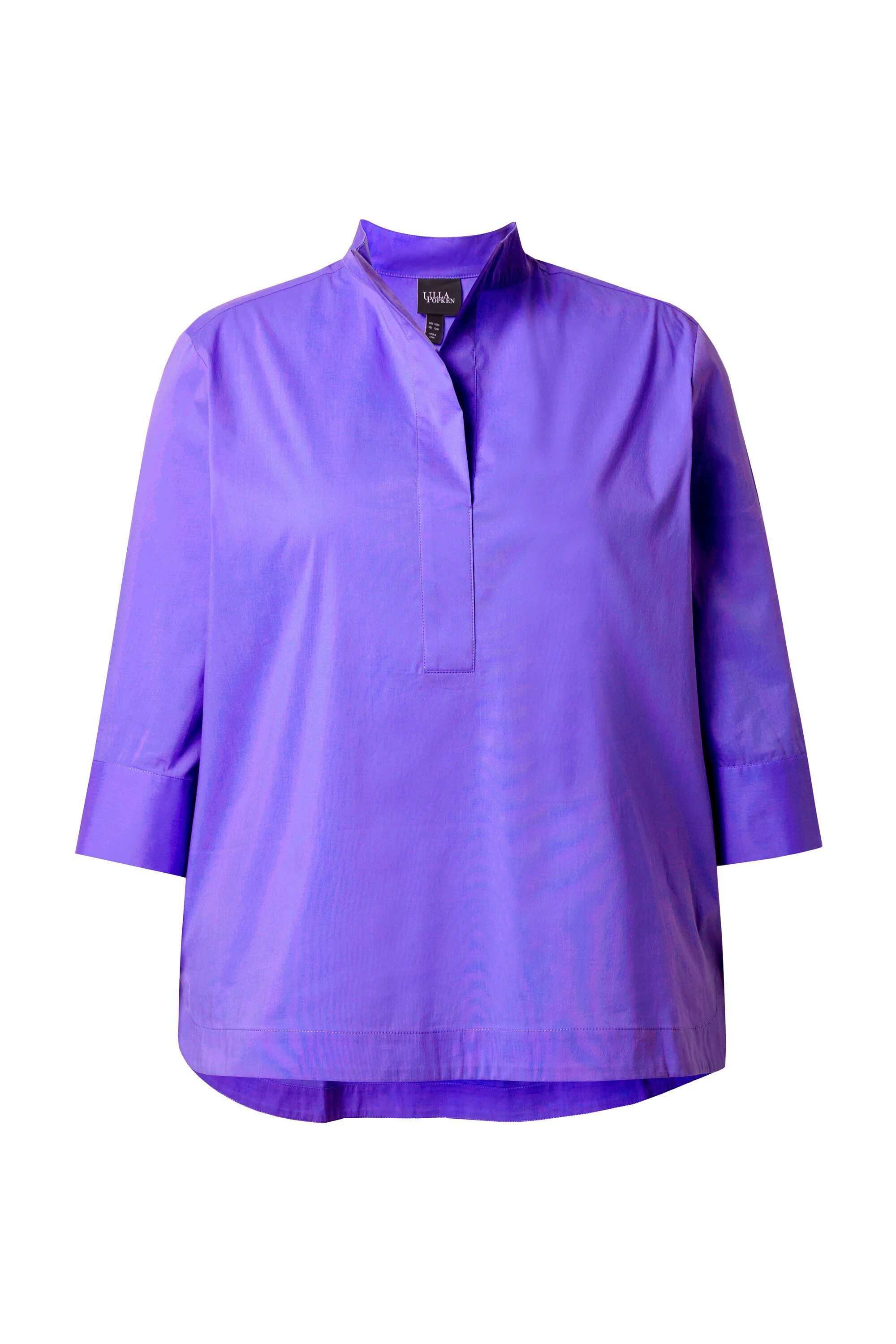 Hemdbluse Bluse Blende Stehkragen 3/4-Arm