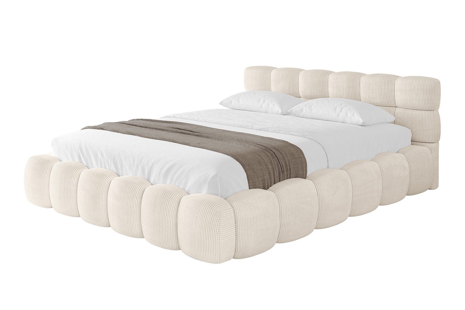 ALTDECOR Polsterbett LEYA-v1 (Polsterbett mit Bettkasten und Lattenrost, Boxbett ohne Matratze), Doppelbett mit Stauraum, Bett mit Kopfteil