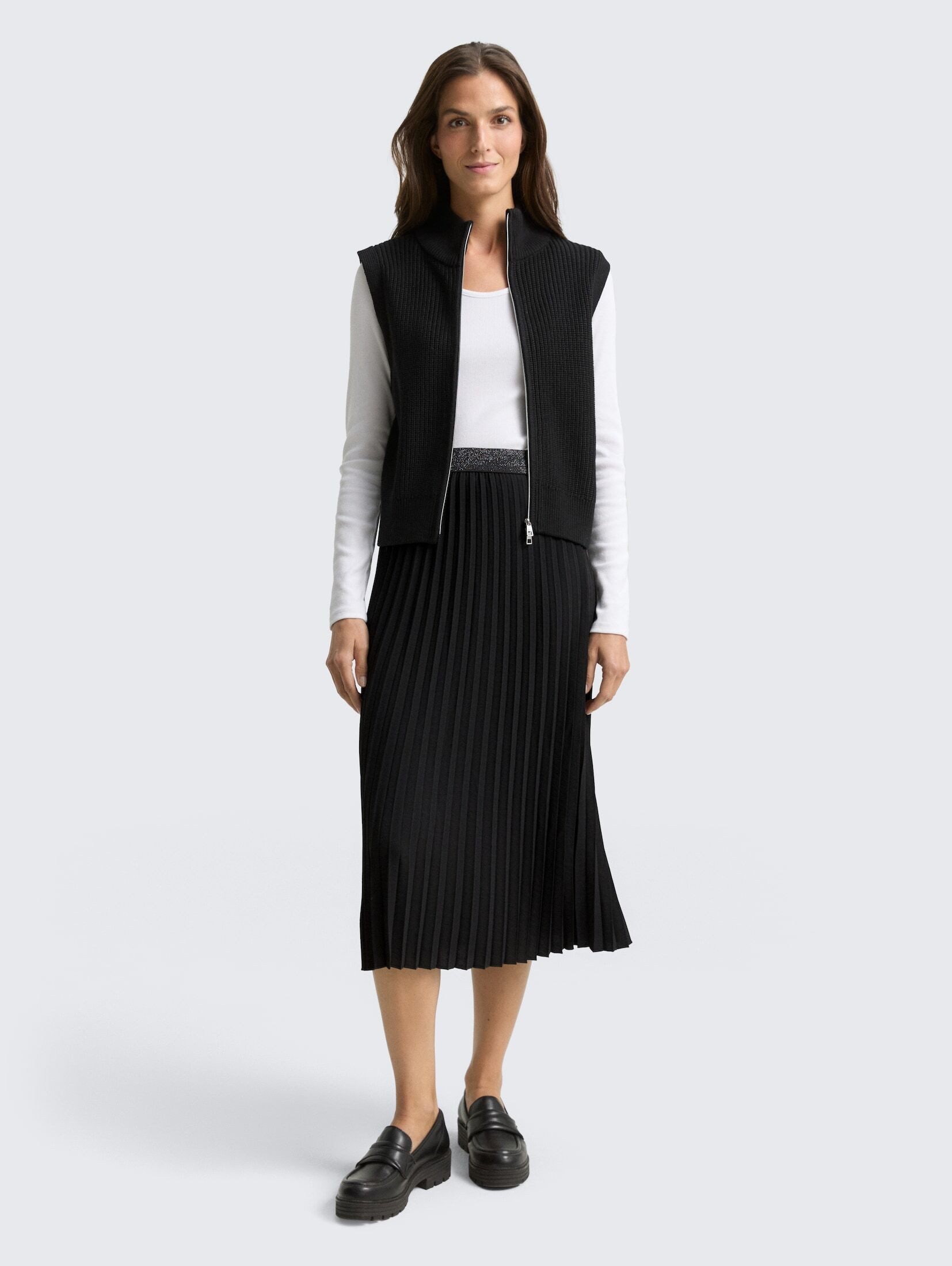 TOM TAILOR Sommerrock Röcke Plissee Midi-Rock mit Glitzer-Detail günstig online kaufen